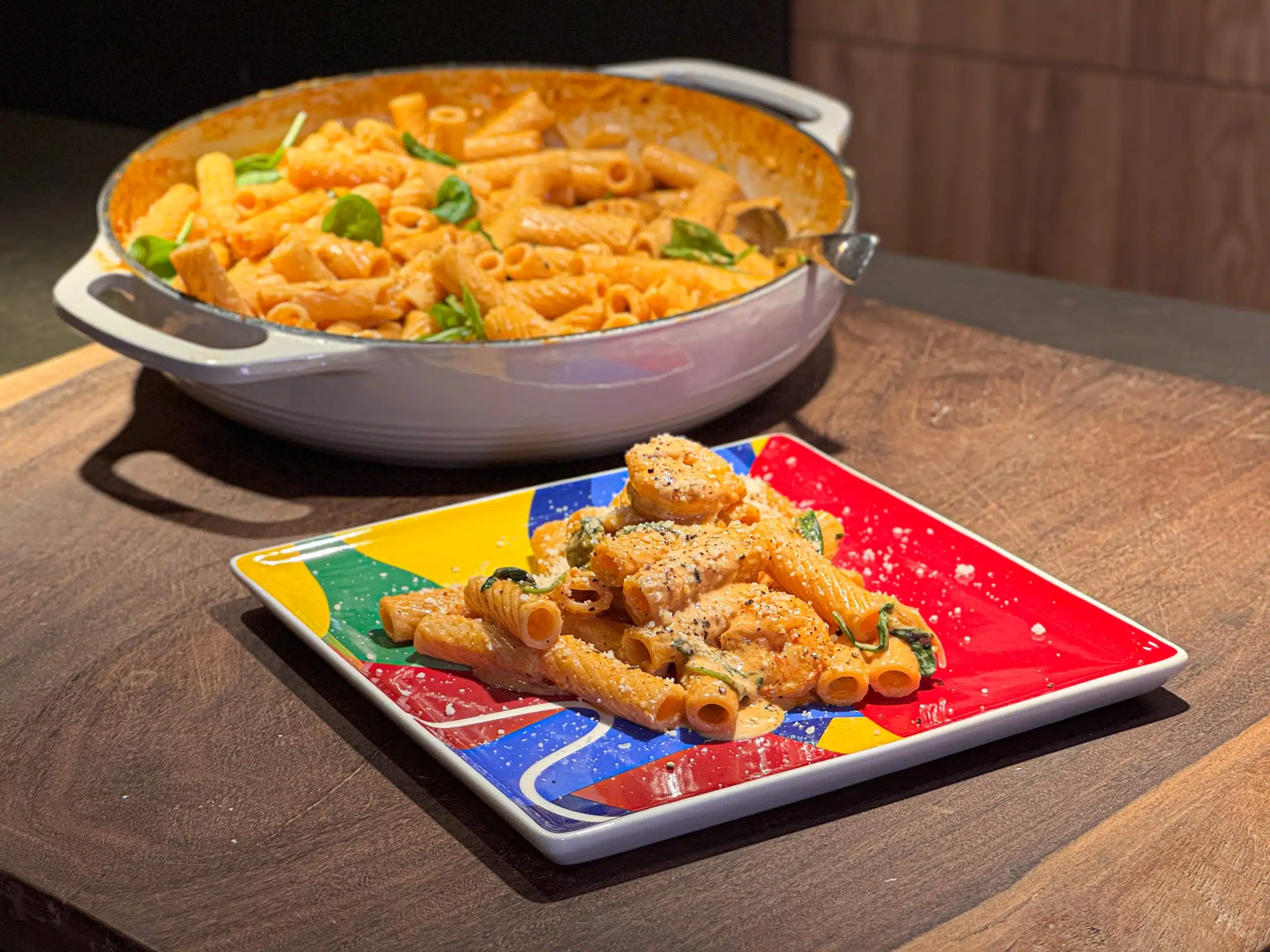 Κρεμώδη Ζυμαρικά Light με Γαρίδες, Παρμεζάνα και Σπανάκι