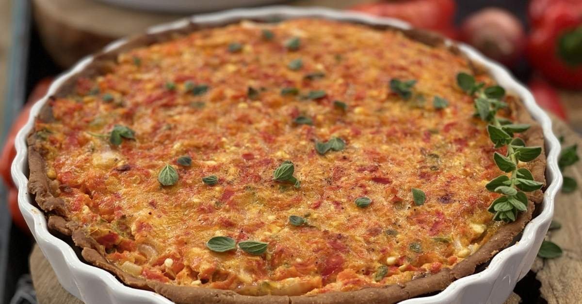 Ελληνική τάρτα με ψητές πιπεριές Φλωρίνης