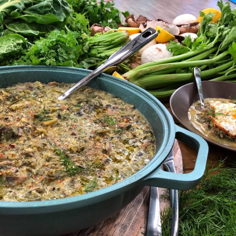 Μανιτάρια με χόρτα αυγολέμονο