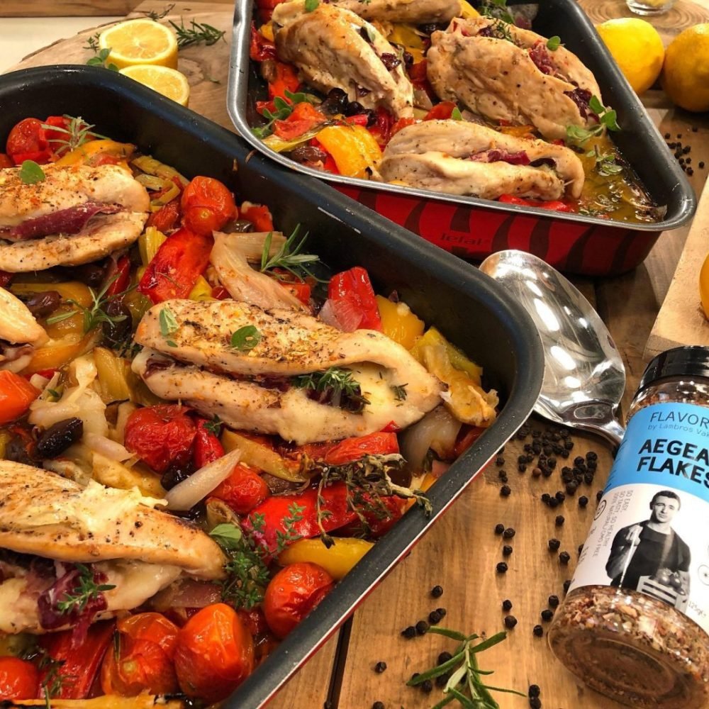 κοτόποθλο καισαρείας με λαχανικά στο φούρνο